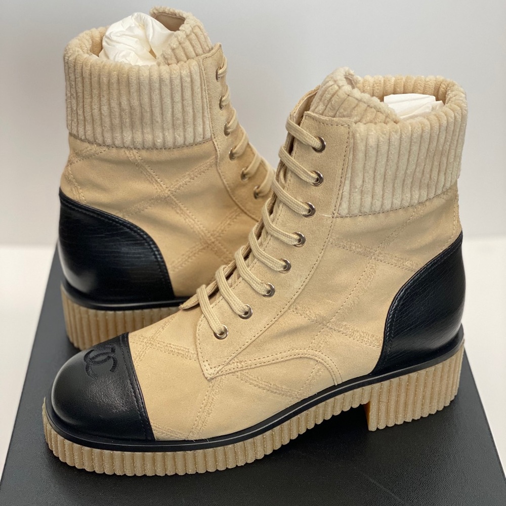 Chanel Lace Up Boots